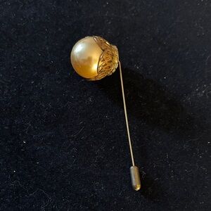 Gold Pearl Stick Pin Brooch - Women Jewelry